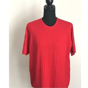 Red Cable-Knit Short Sleeve Men's Shirt